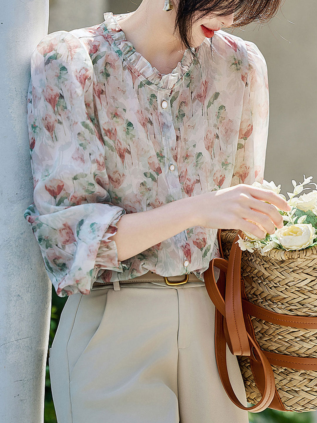 floral chiffon shirt
