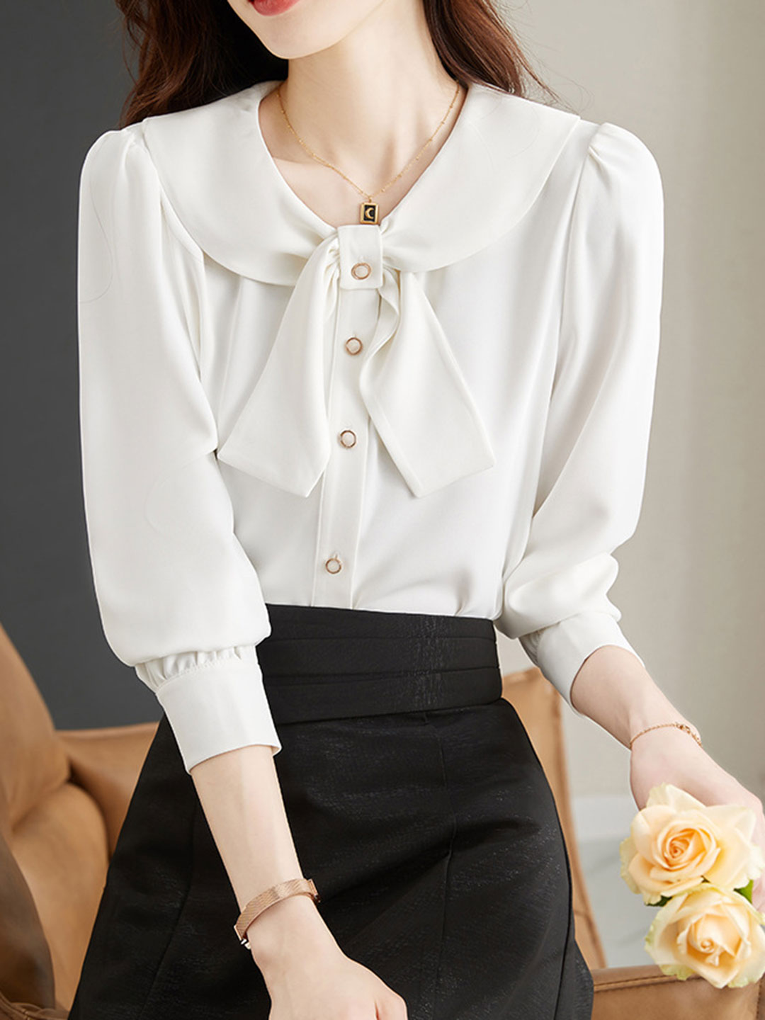 Samantha French Long Sleeve Chiffon Shirt