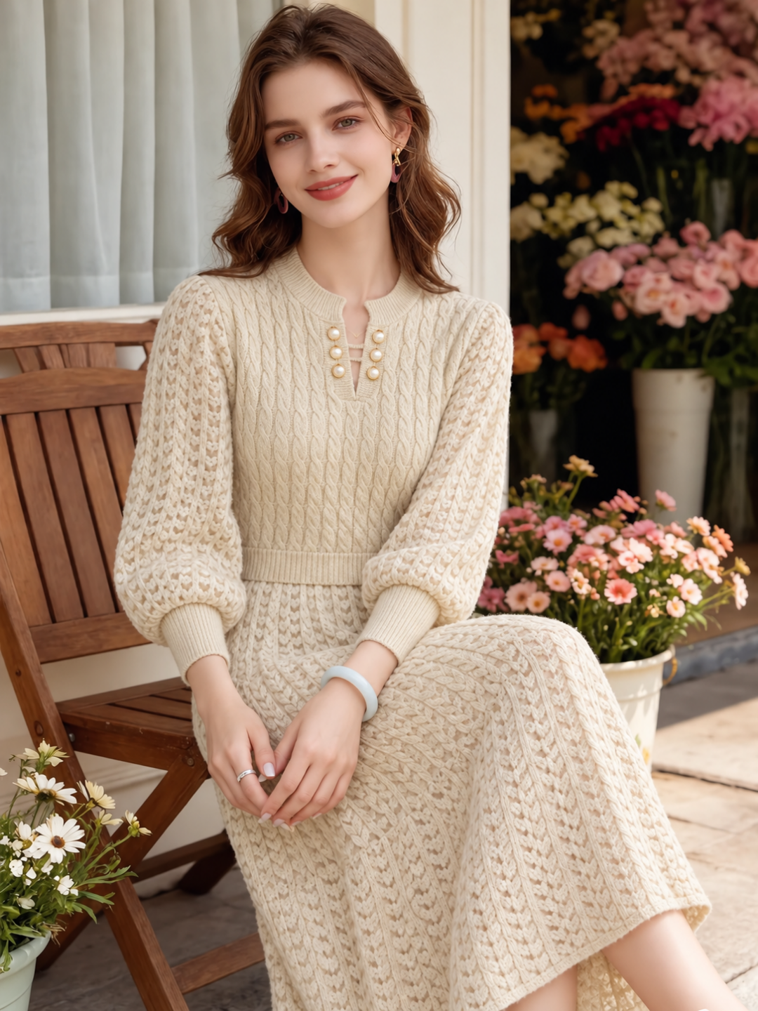 Faux-layered Spliced Knit Dress