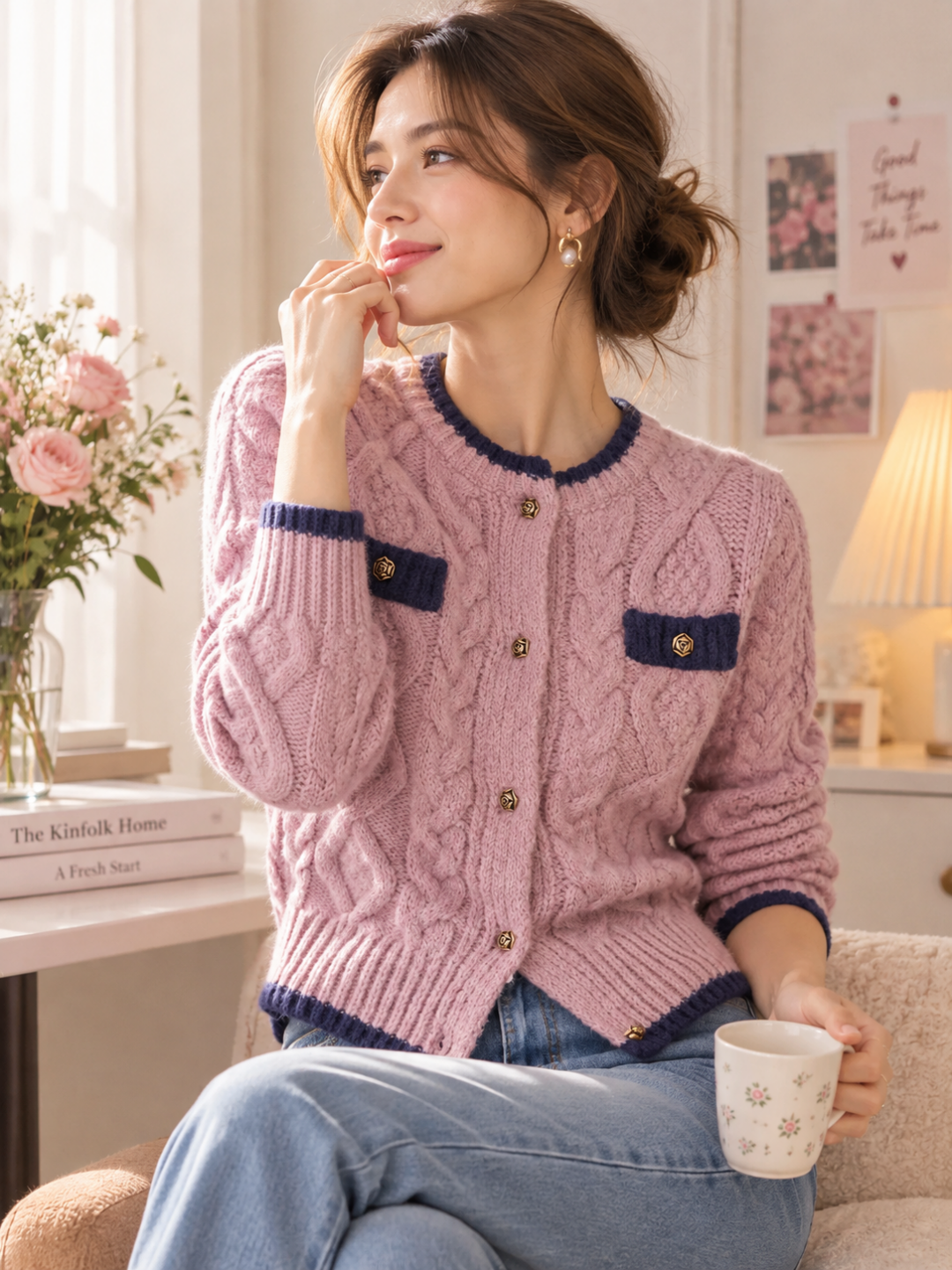 Emma Classic Thickened Knitted Cardigan Sweater