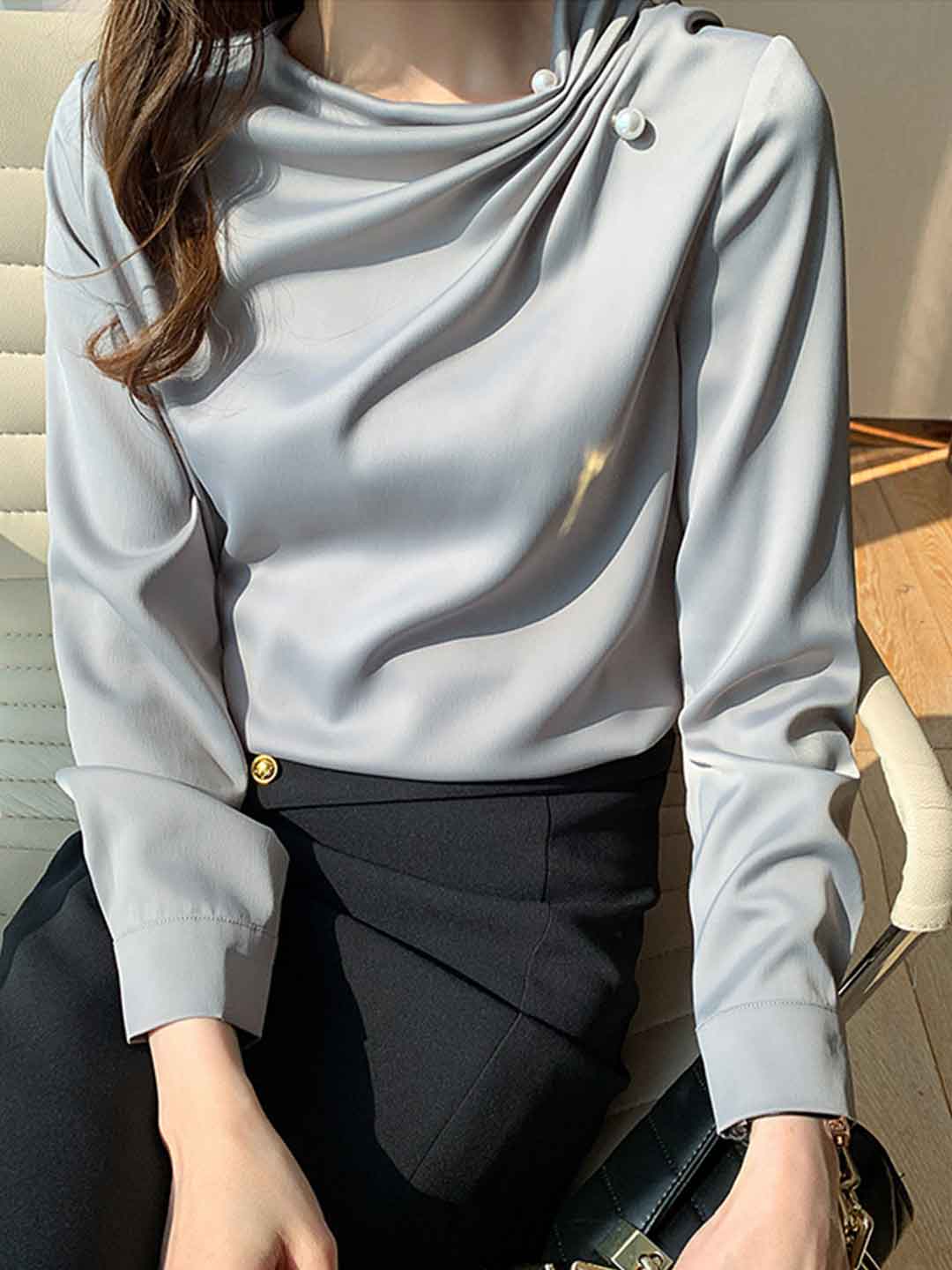 Emma Slim Solid Color Chiffon Shirt