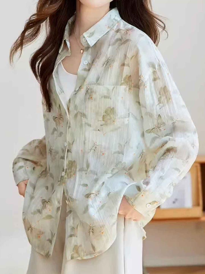 Kayla Daily Lapel Printed Shirt