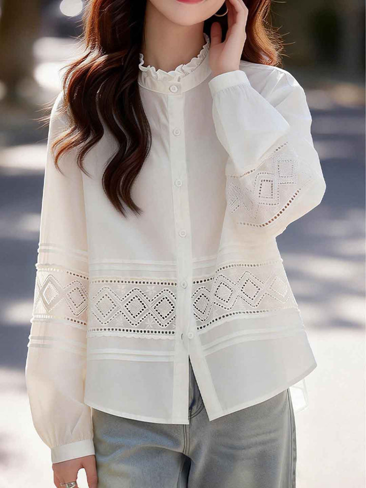 Ava Loose Crew Neck Lace Hollowed Top