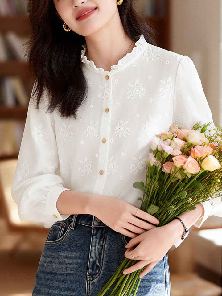 Natalie Vintage Auricular Embroidered Shirt