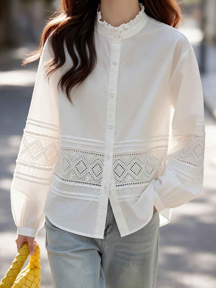 Ava Loose Crew Neck Lace Hollowed Top