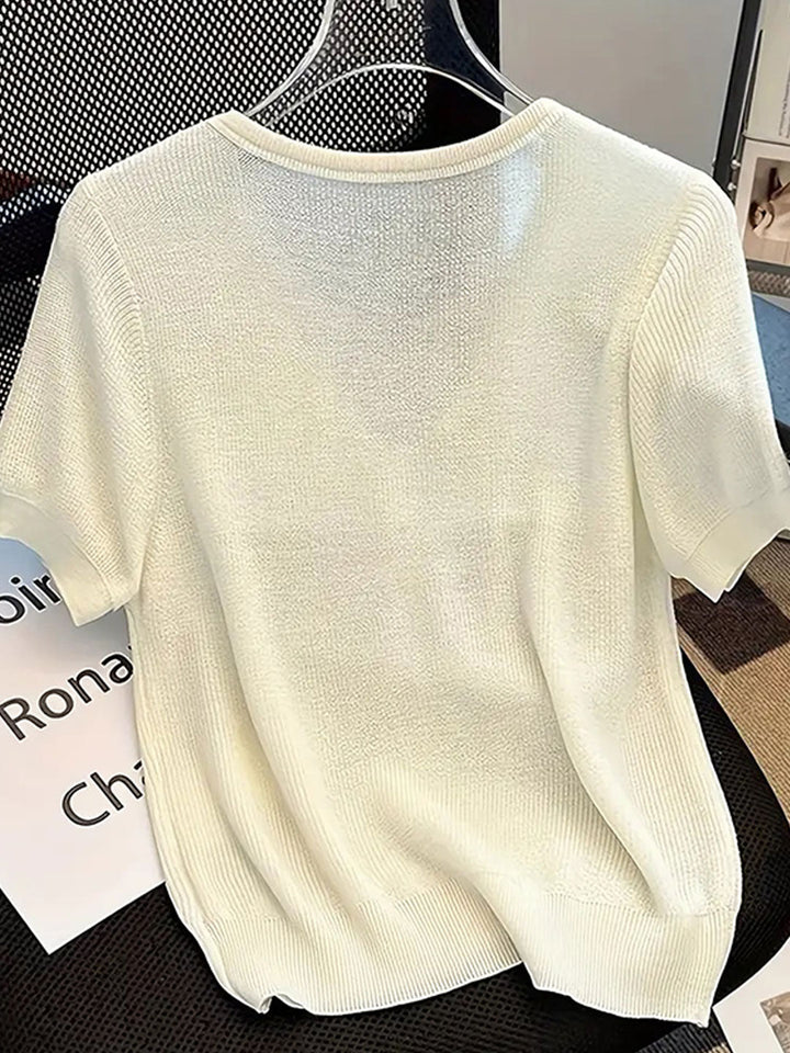 Angelina Casual V-neck Patchwork Knitted Top