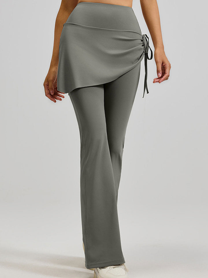 High-Waisted Mock Two-Piece Yoga Flared Pants&Skirt