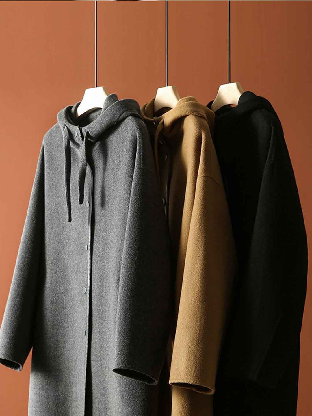 Grace Casual Hooded Solid Color Trench Coat