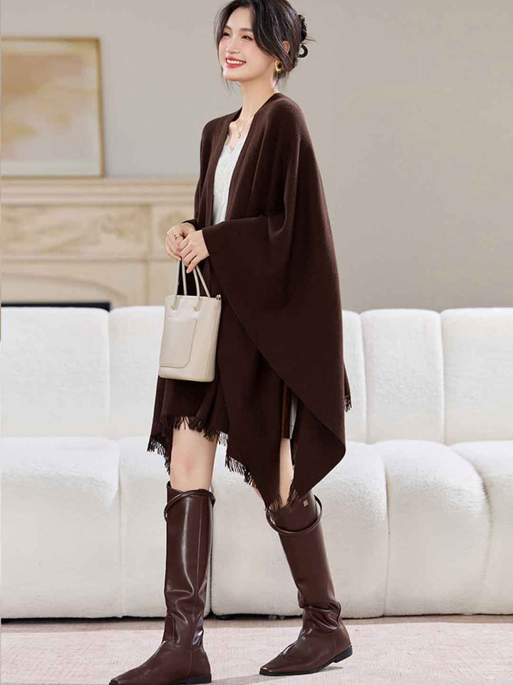 Olivia Irregular Knitted Shawl Outerwear