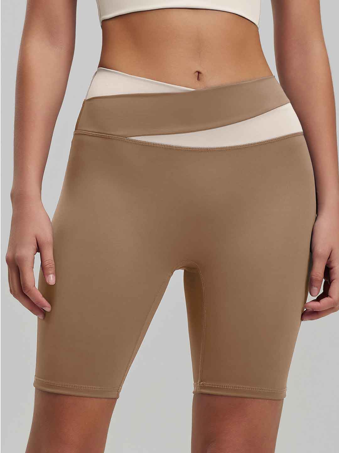 Casual Color-Blocked Yoga Shorts