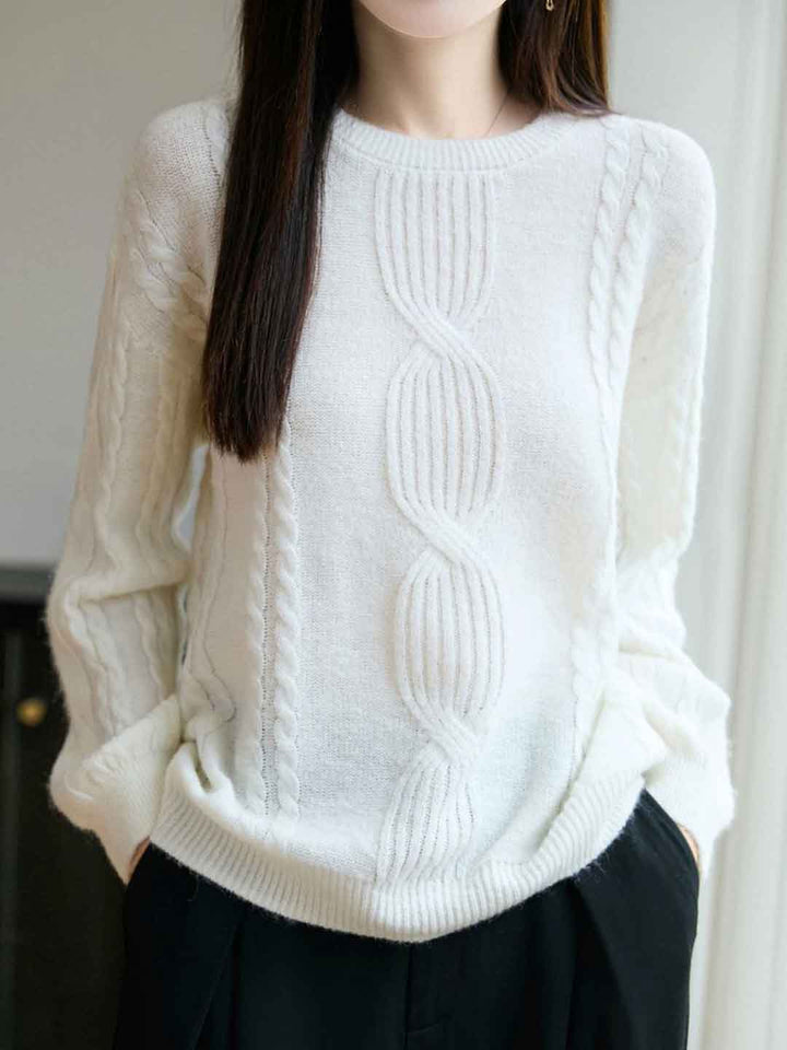 Ariana Casual Crew Neck Cable Knitted Pullover Sweater