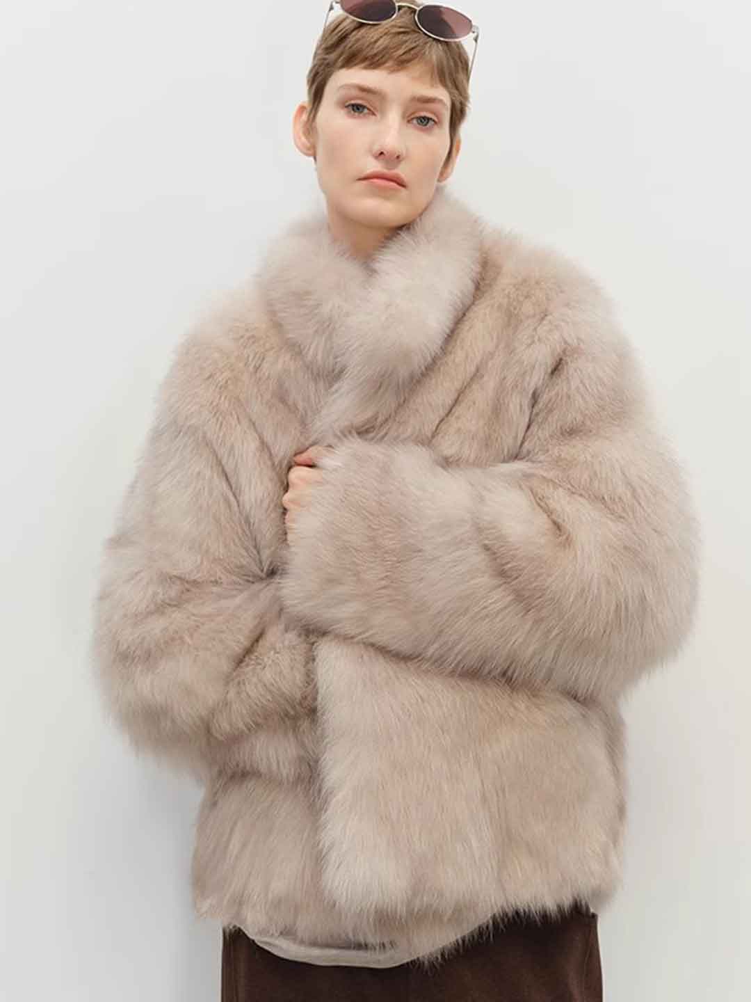 Kayla Classic Stand Collar Eco-Friendly Gradient Fur Outerwear