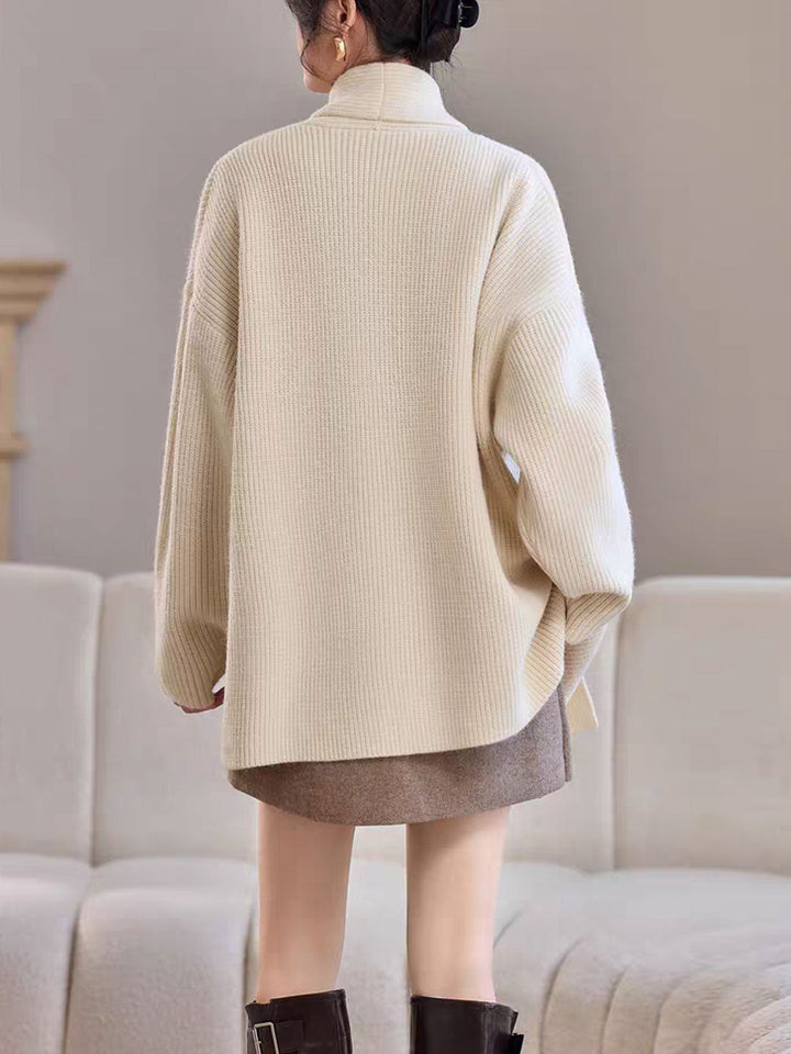Emily Classic V-Neck Thick Knitted Coat