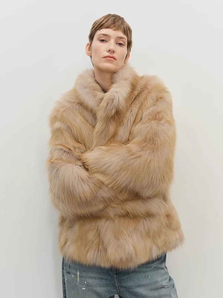Kayla Classic Stand Collar Eco-Friendly Gradient Fur Outerwear
