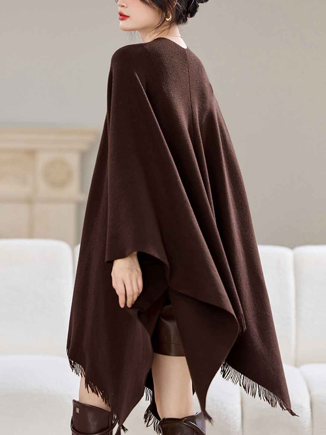 Olivia Irregular Knitted Shawl Outerwear