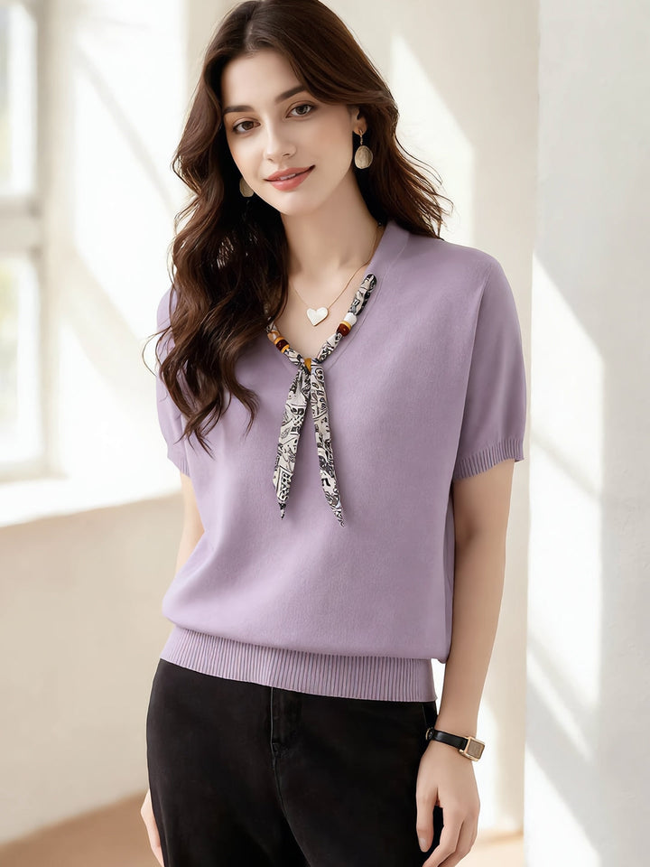 Morgan Daily V-Neck Scarf Knitted Top