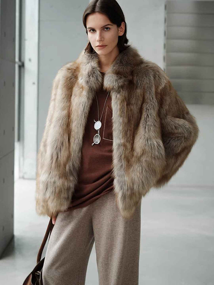 Kayla Classic Stand Collar Eco-Friendly Gradient Fur Outerwear