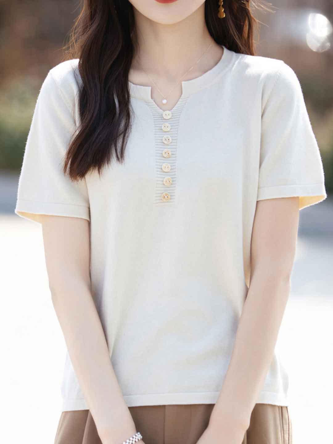 Julia Crew Neck Solid Color Knitted Top