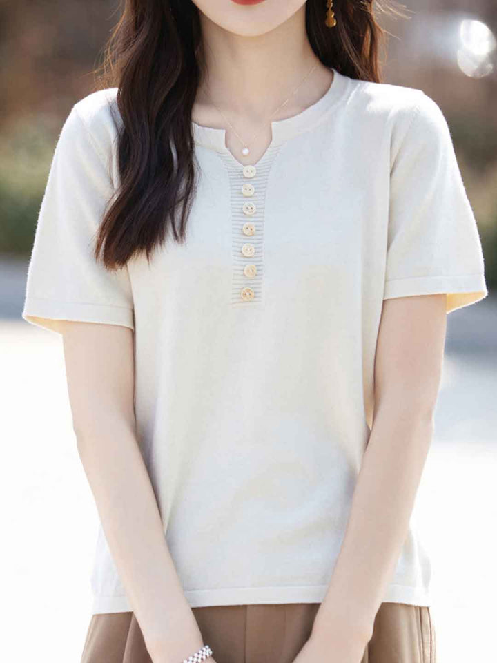Julia Crew Neck Solid Color Knitted Top