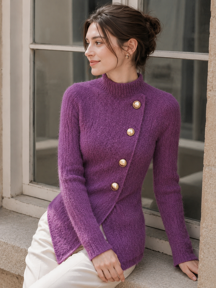 Hannah Slim Turtleneck Solid Color Knitted Top
