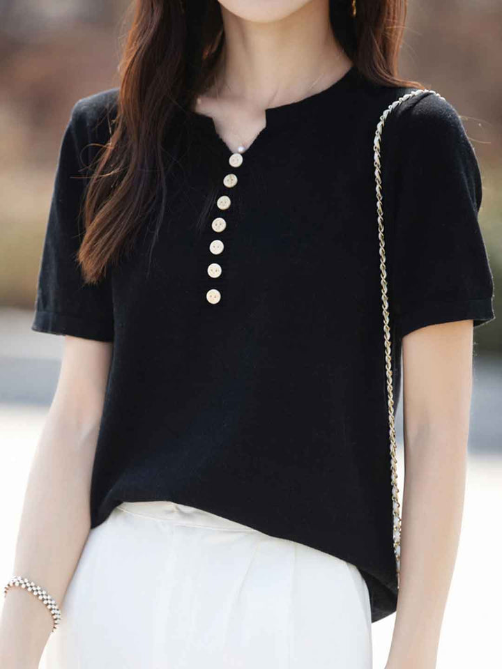 Julia Crew Neck Solid Color Knitted Top-Pink