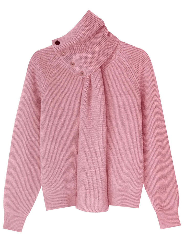 Mia Daily Detachable Scarf Knitted Sweater
