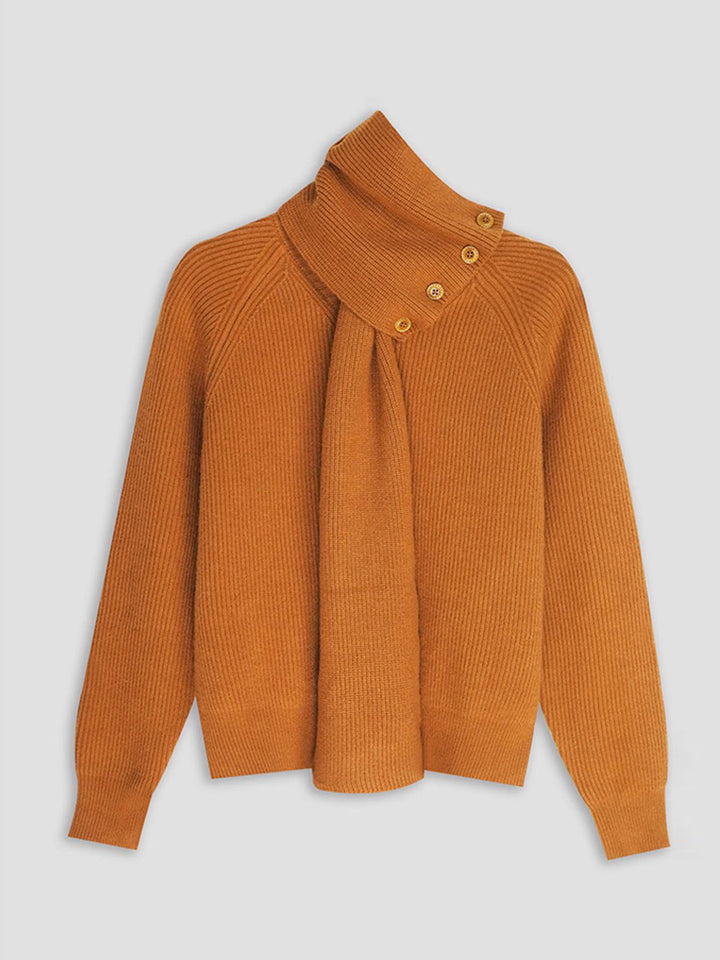 Mia Daily Detachable Scarf Knitted Sweater