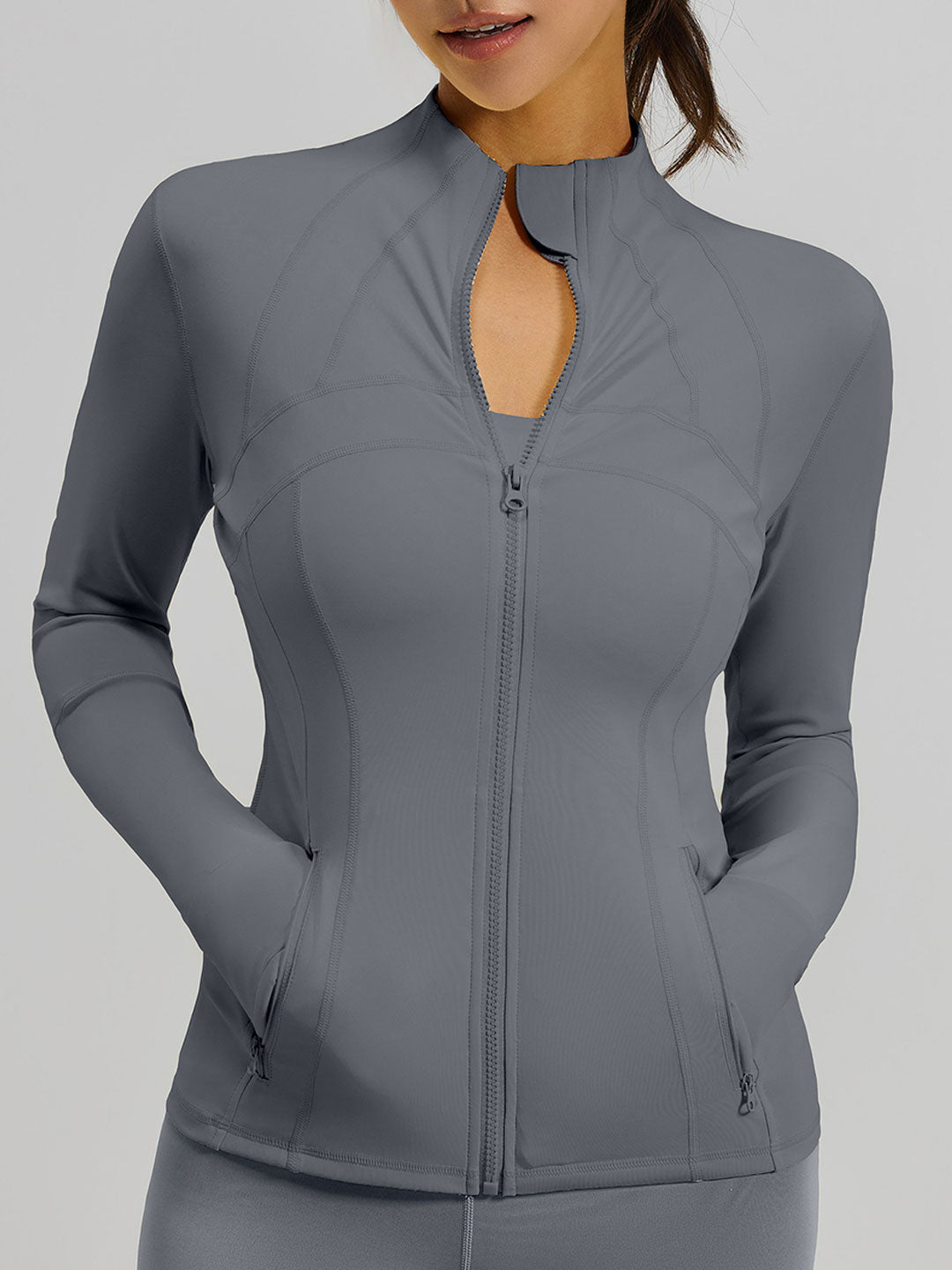 Slim Fit Yoga Athletic Jackets With Pockets