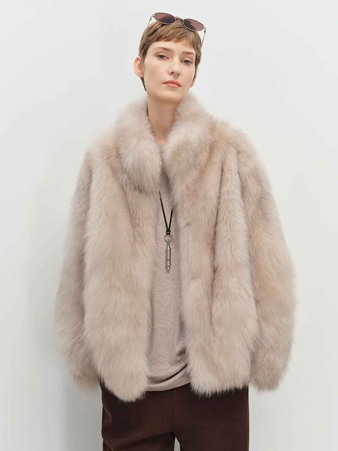 Kayla Classic Stand Collar Eco-Friendly Gradient Fur Outerwear