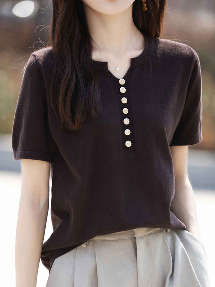 Julia Crew Neck Solid Color Knitted Top-Pink