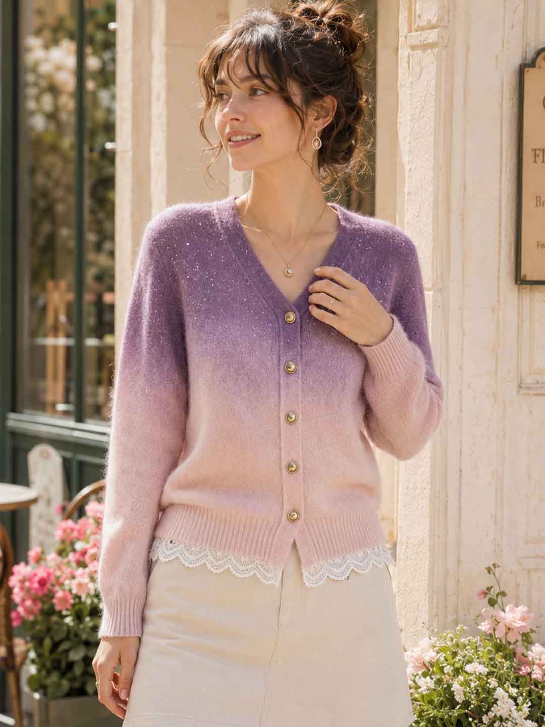 Stylish V-neck Sequined Cardigan