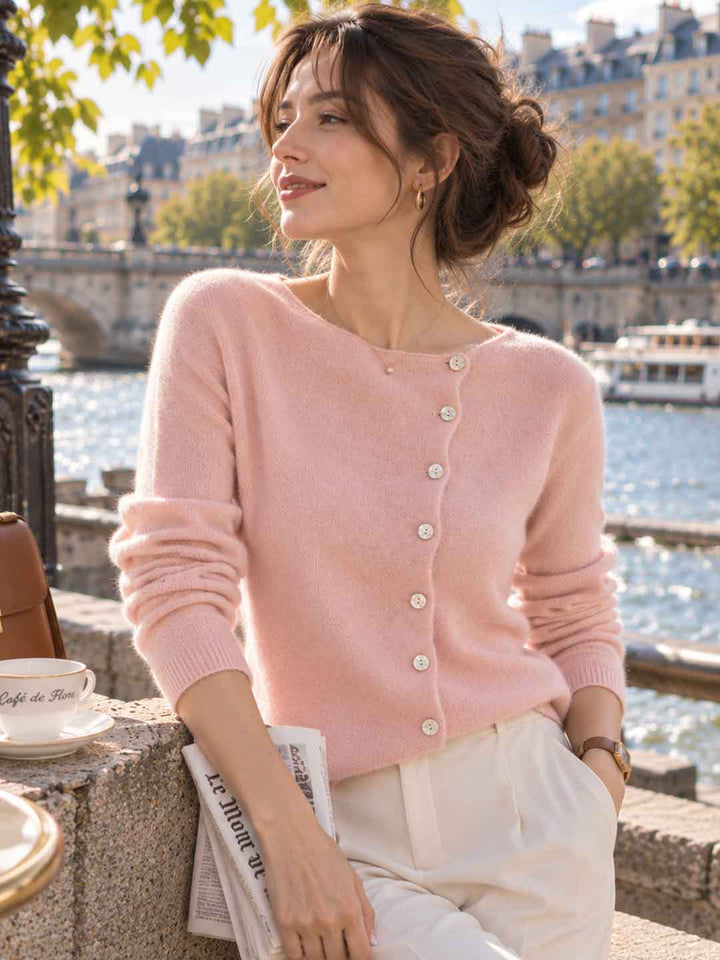Kayla Classic Crew Neck Knitted Cardigan