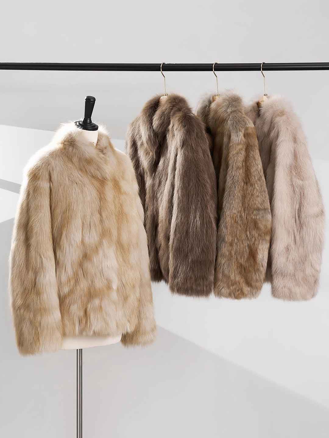 Kayla Classic Stand Collar Eco-Friendly Gradient Fur Outerwear