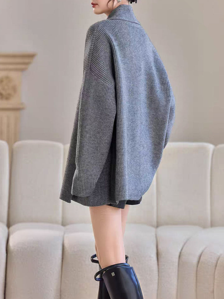 Emily Classic V-Neck Thick Knitted Coat