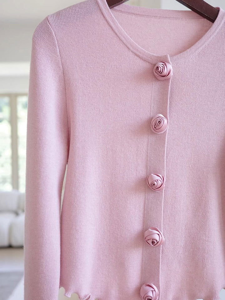 Bella Elegant Crew Neck Auricular Sleeve Knitted Cardigan