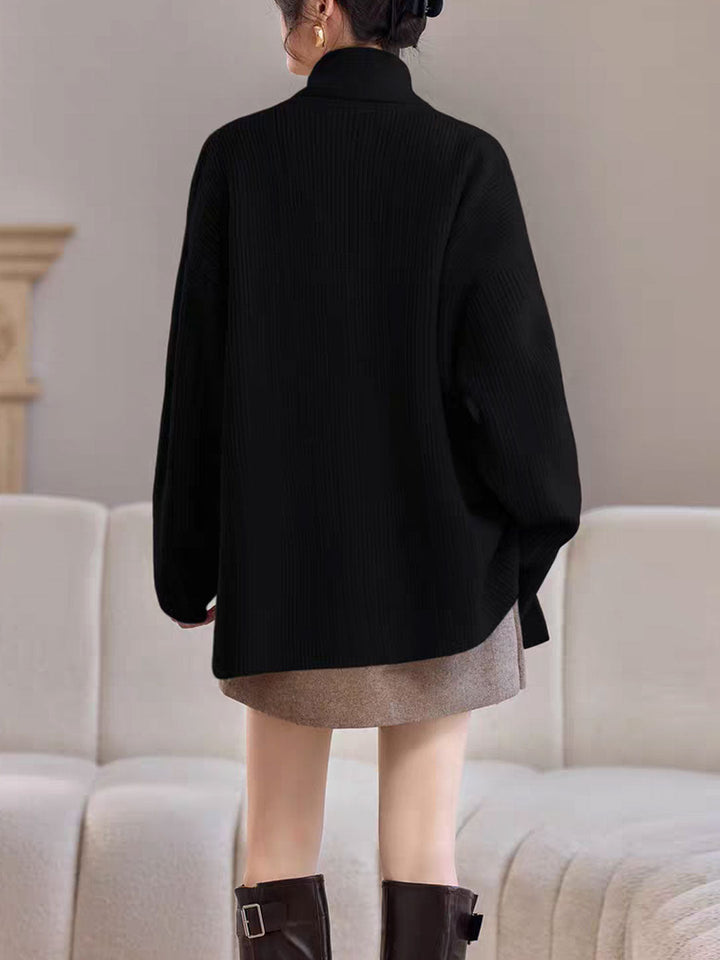 Emily Classic V-Neck Thick Knitted Coat