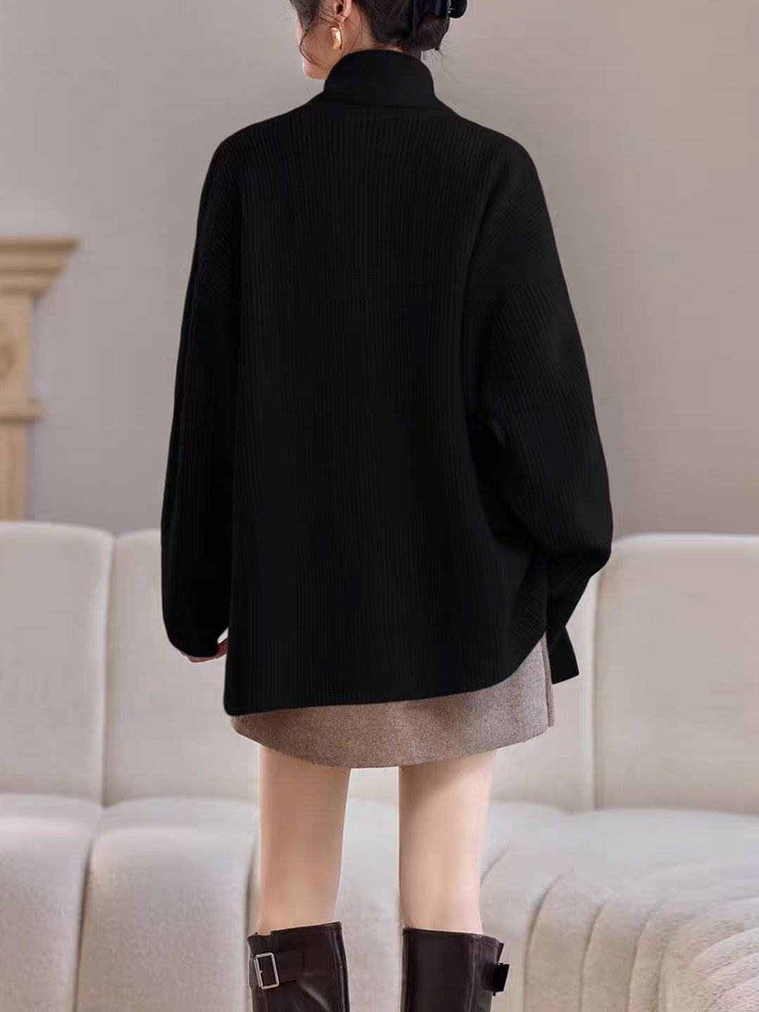 Emily Classic V-Neck Thick Knitted Coat