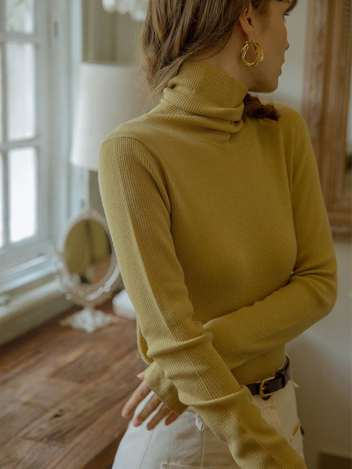 Teresa Classic Turtleneck Bottoming Knitwear-Beige