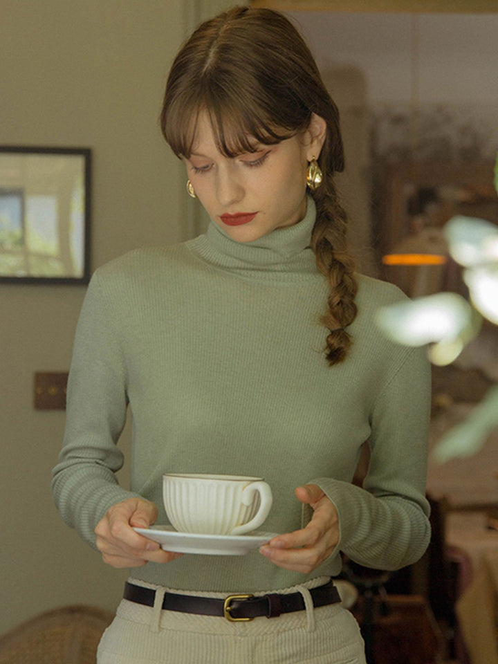 Teresa Classic Turtleneck Bottoming Knitwear-Beige