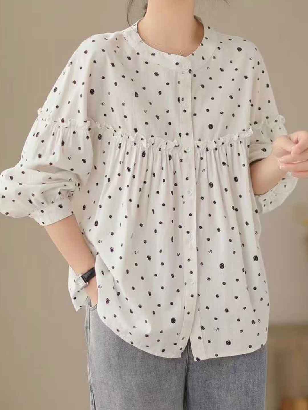 Sofia Loose Crew Neck Printed Shirt