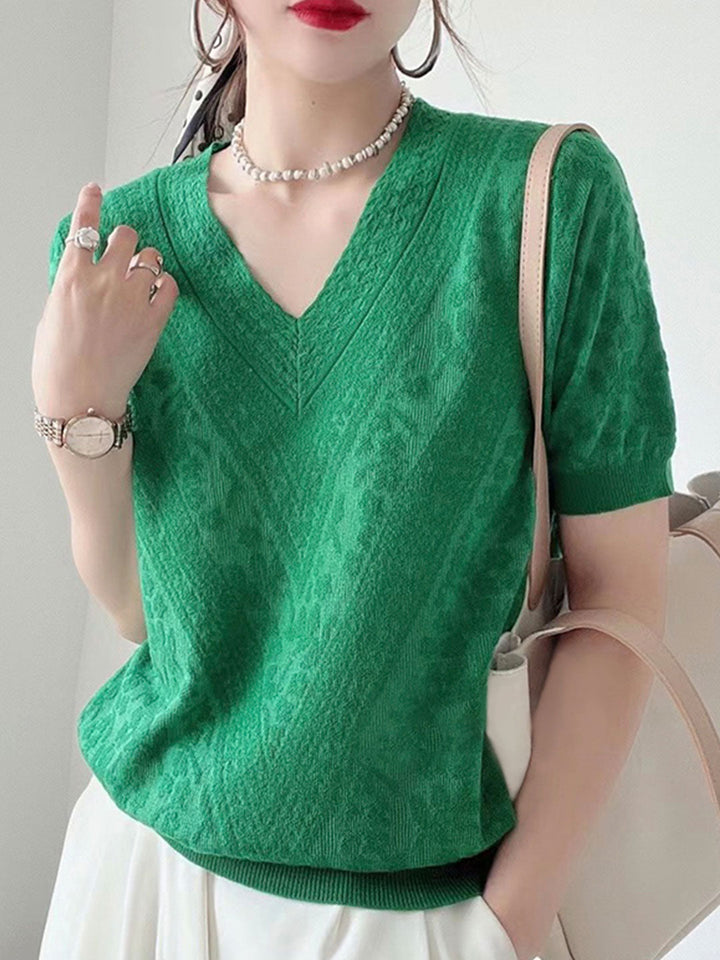 Mia Classic V-neck Knitted Sweater