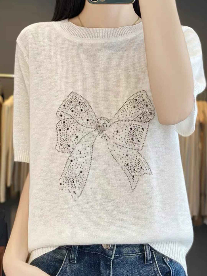 Mya Loose Crew Neck Bow Knitted Top