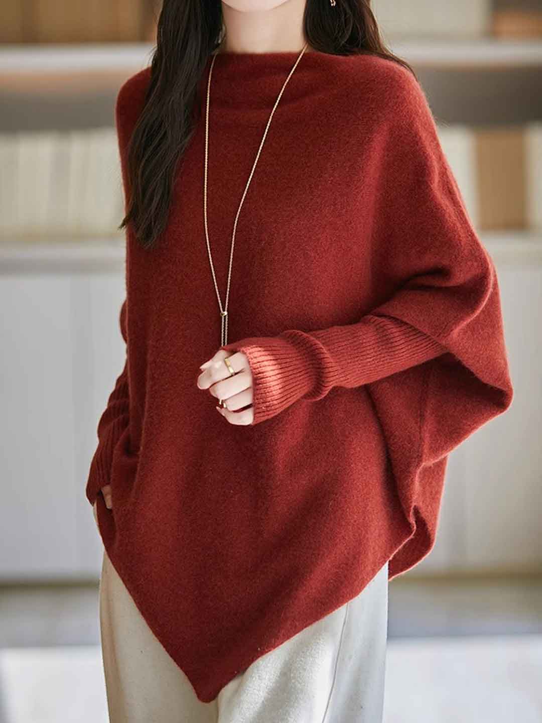 Lily Loose Irregular Knitted Cape Top