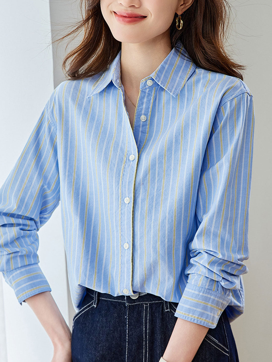 Rachel Classic Loose Contrasted Striped Shirt