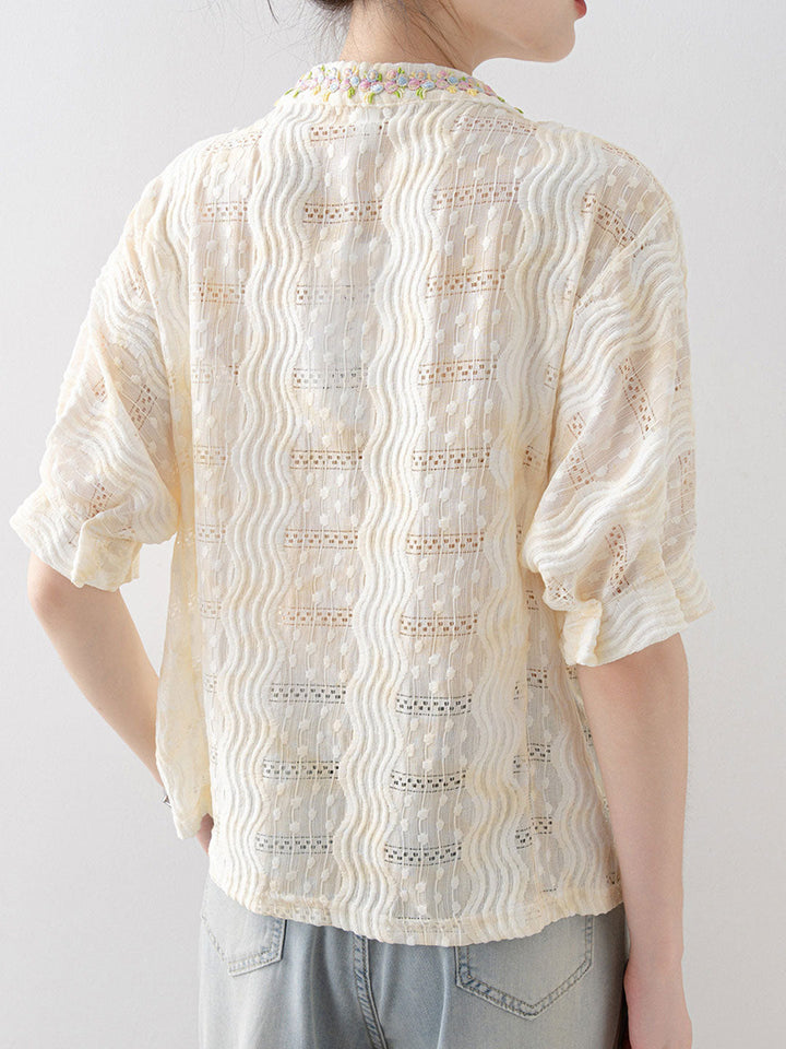 Mia Loose V-Neck Colorful Buttons Top
