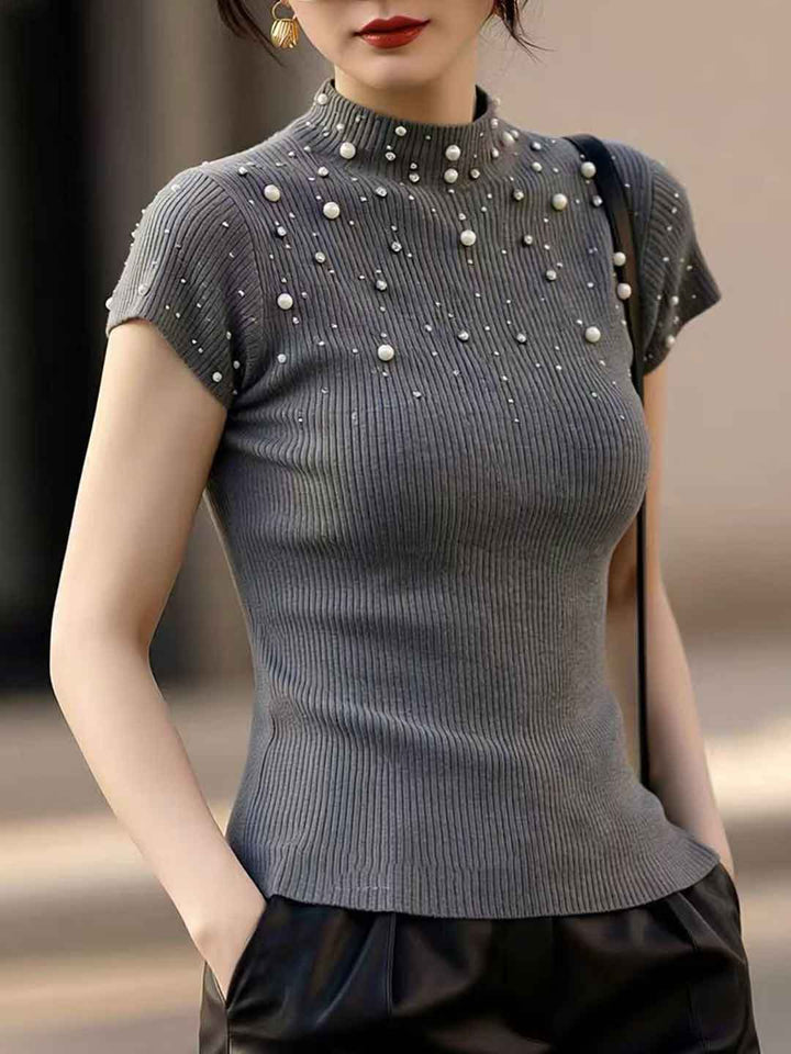Emily Classic Turtleneck Pearl Top