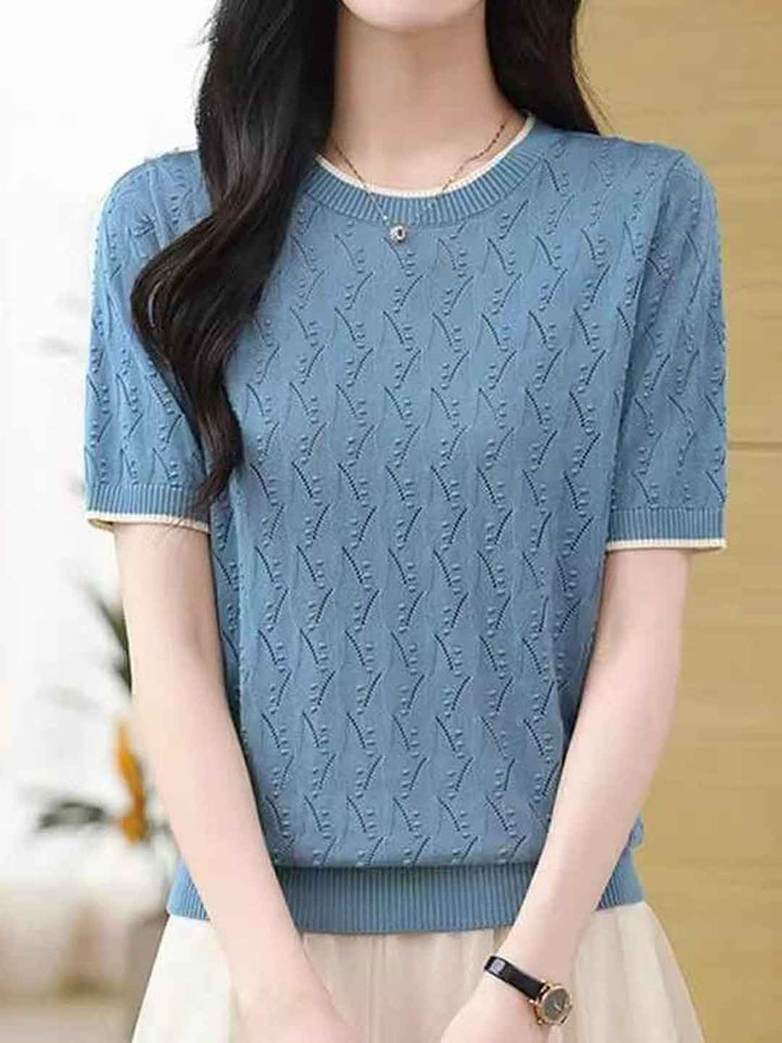 Taylor Loose Crew Neck Hollowed Knitted Top