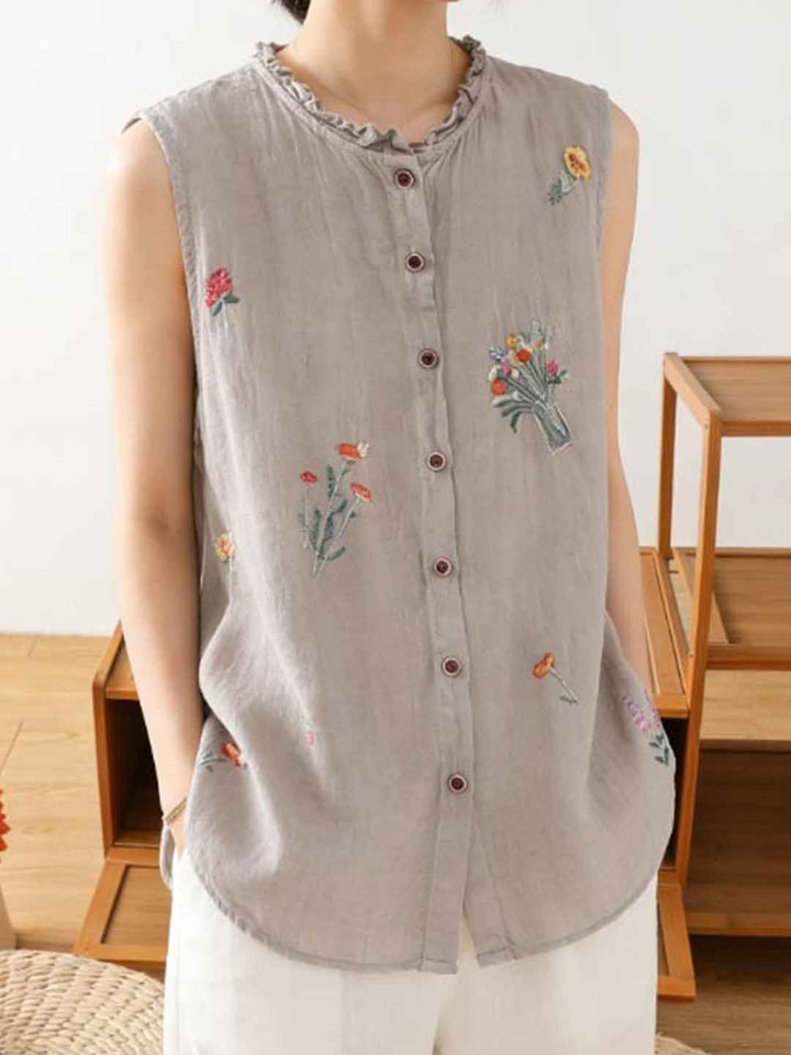 Emily Loose Auricular Embroidered Vest