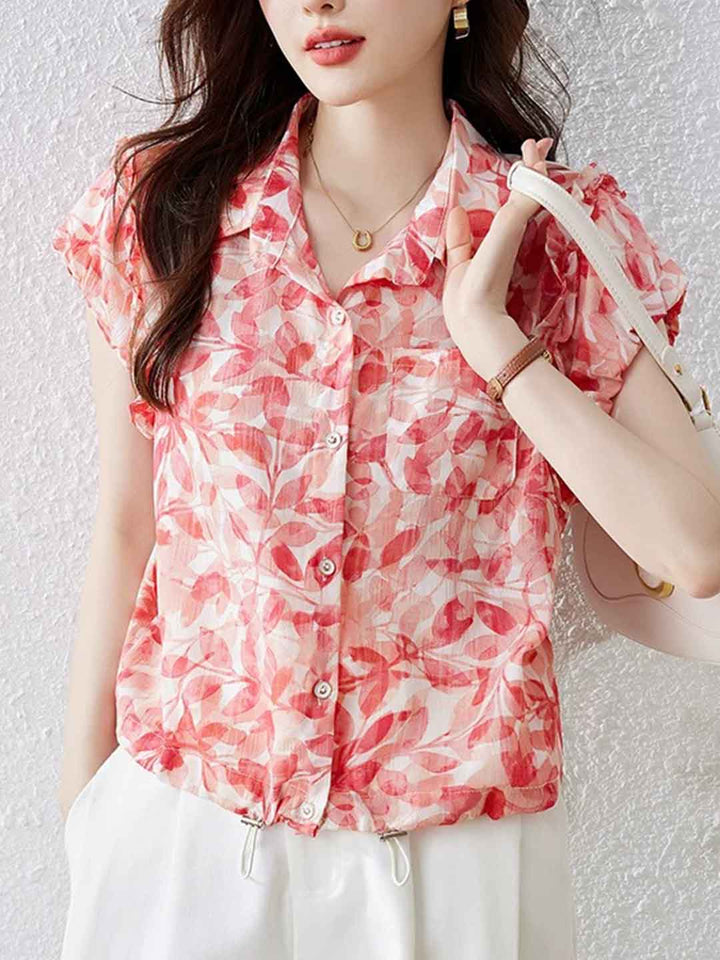 Isabella Daily Lapel Floral Chiffon Blouse