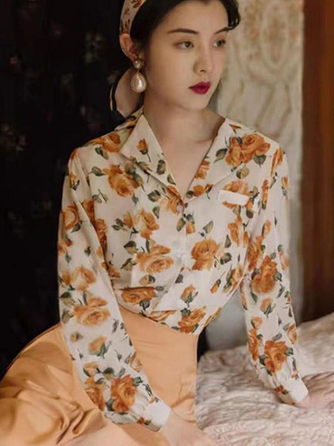 Riley Vintage Lapel Floral Printed Shirt